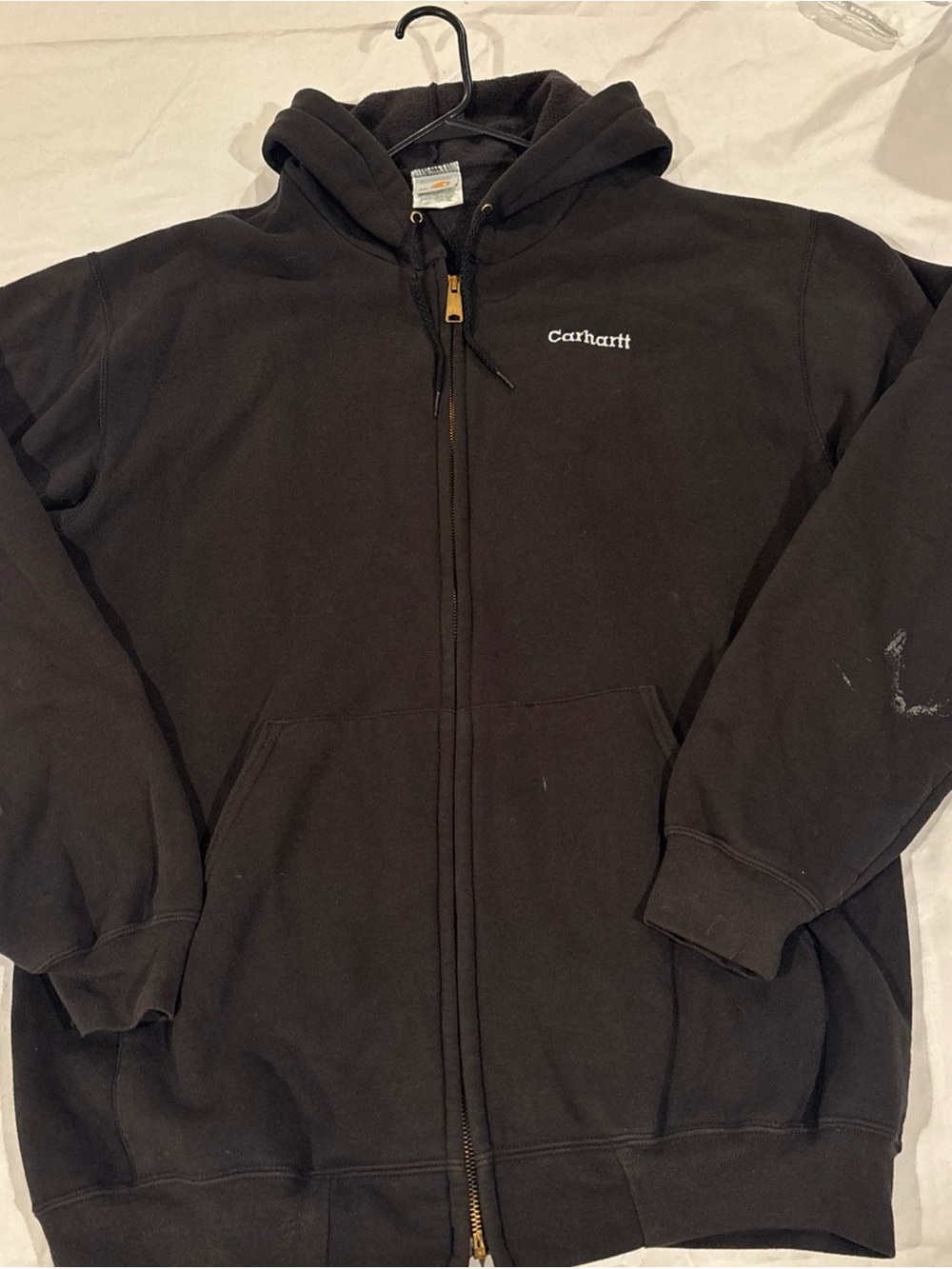 Carhartt K122 Black full zip brass zipper midweight used Chore Jacket L Workwear